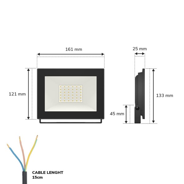 Hoftronic lumos led breedstraler 30w 2880lm 4000k 5