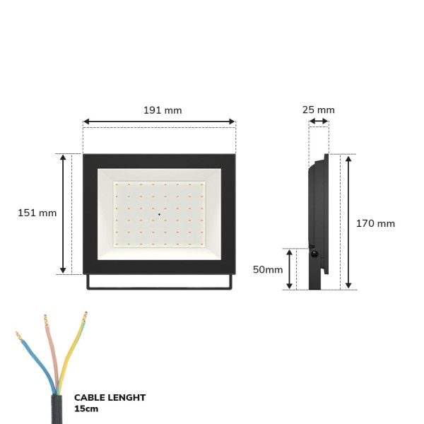 Hoftronic lumos led breedstraler 50w 4770lm 4000k 5