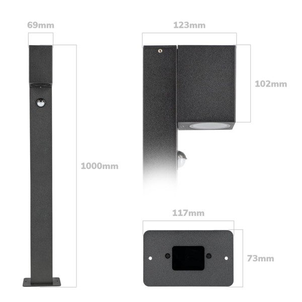 Hoftronic marion led sokkellamp buiten zwart 100 c 5