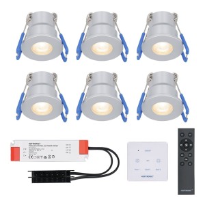 Cree Milano – 6x inbouwspots veranda – Dimbaar LED – Complete set met afstandsbediening & muurdimmer – Plug & Play – 12 Volt 3 watt – 2700K 200 lumen – IP65 waterdicht – RVS