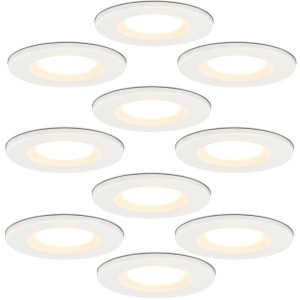 HOFTRONIC Set van 10 Inbouwspots – Dimbaar – 6 Watt – 2700K Warm wit licht – IP65 waterdicht – Plafondspot wit – Venezia