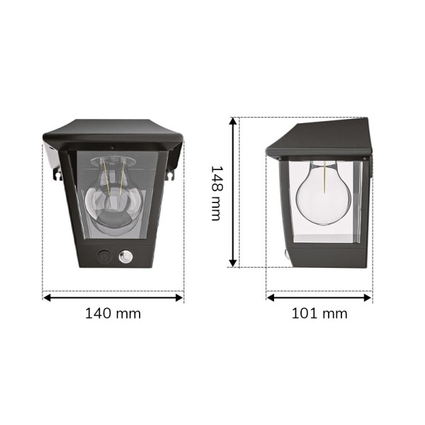 Hoftronic set van 2 cairo solar wandlamp met pir b 5