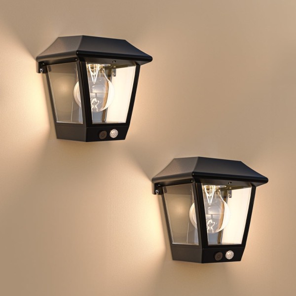 Hoftronic set van 2 cairo solar wandlamp met pir b