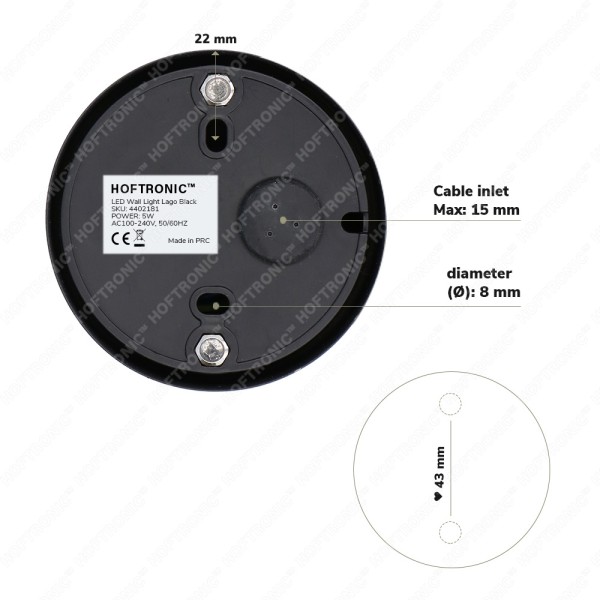 Hoftronic set van 2 lago kantelbare wandlampen dim 8