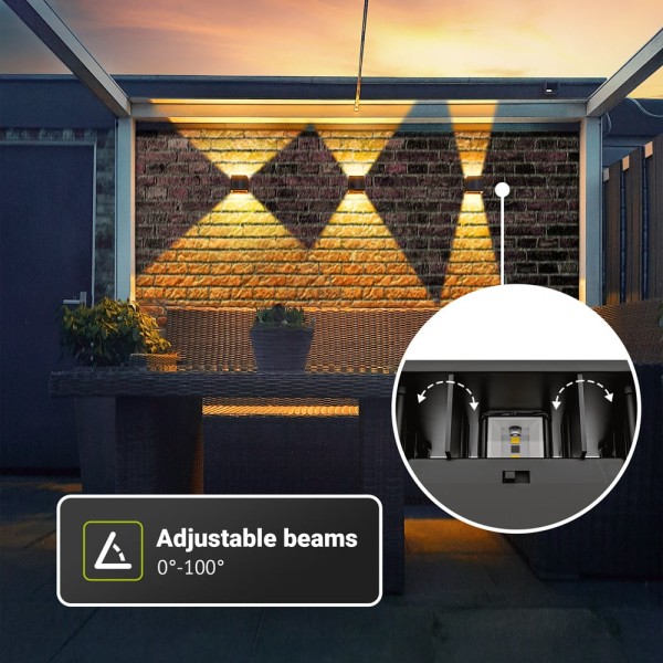 Hoftronic set van 2 louis solar led wandlamp kubus 3