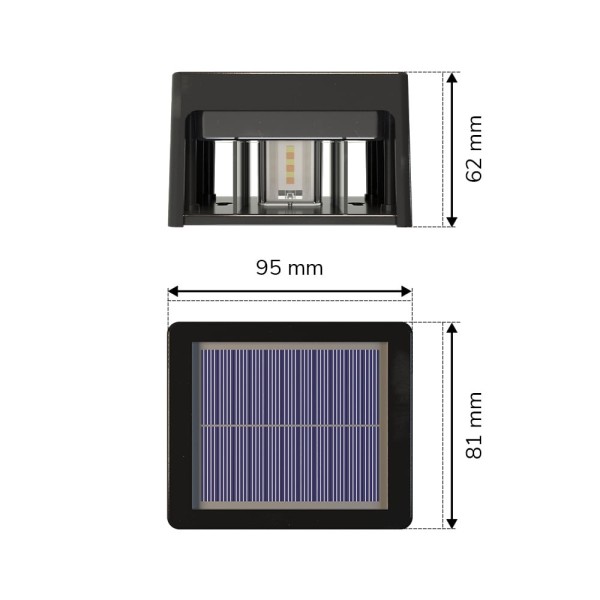 Hoftronic set van 2 louis solar led wandlamp kubus 7