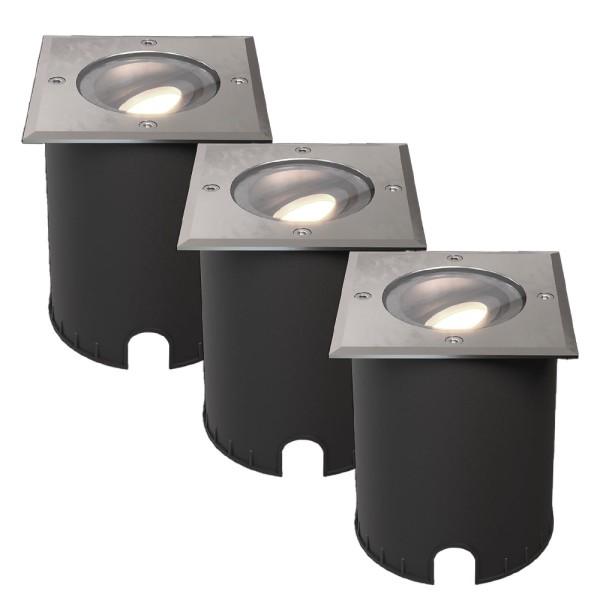 Hoftronic set van 3 cody led grondspots rvs gu10 4 12