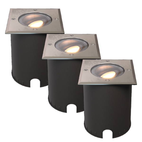 Hoftronic set van 3 cody led grondspots rvs gu10 4