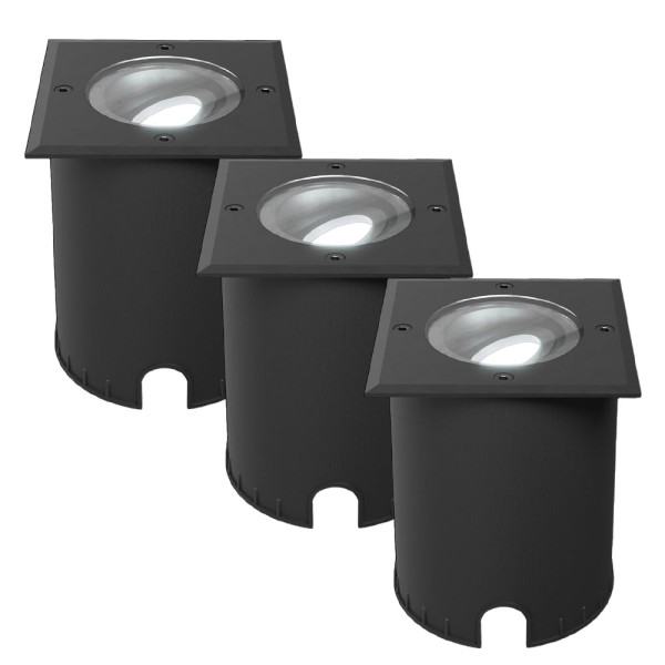 Hoftronic set van 3 cody led grondspots zwart gu10 12