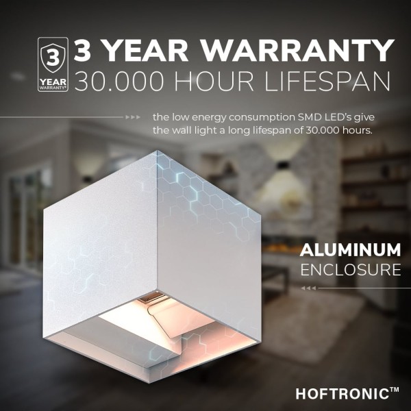 Hoftronic set van 3 dimbare led wandlamp kansas wi 6