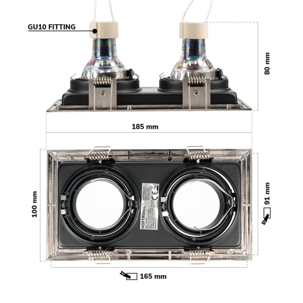 Hoftronic set van 3 durham inbouwspots dubbel rvs 3