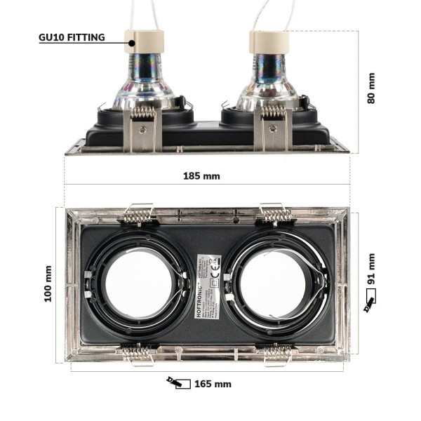 Hoftronic set van 3 durham inbouwspots dubbel rvs 8