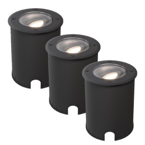 HOFTRONIC Set van 3 Lilly dimbare LED Grondspot – Kantelbaar – Overrijdbaar – Rond – 4000K neutraal wit – IP67 waterdicht – 3 jaar garantie – Zwart