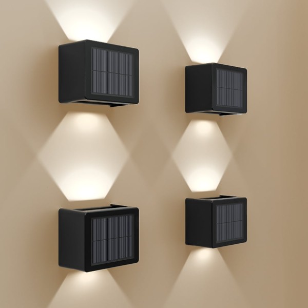 Hoftronic set van 4 louis solar led wandlamp kubus