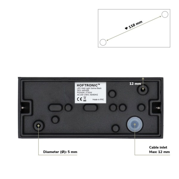 Hoftronic set van 4 selma dimbare led wandlamp up 8