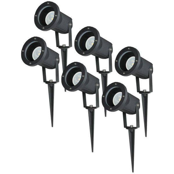 Hoftronic set van 6 aluminium prikspots dimbaar 5