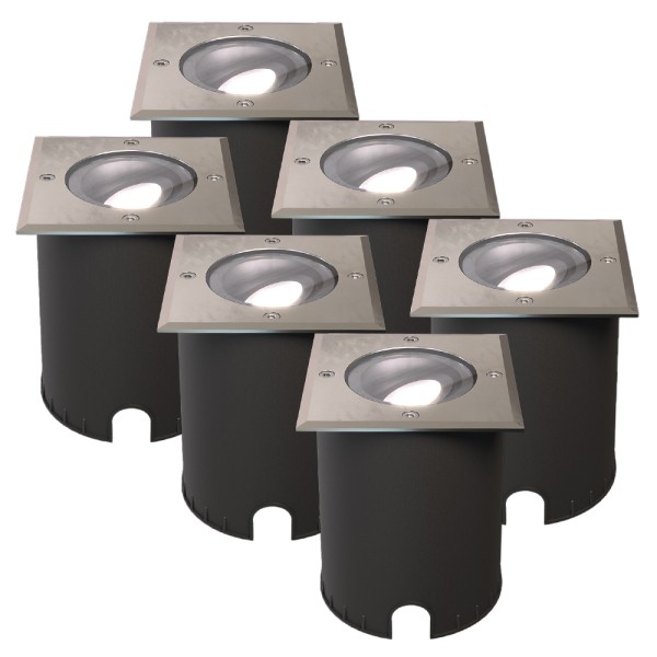 Hoftronic set van 6 cody led grondspots rvs gu10 4 6