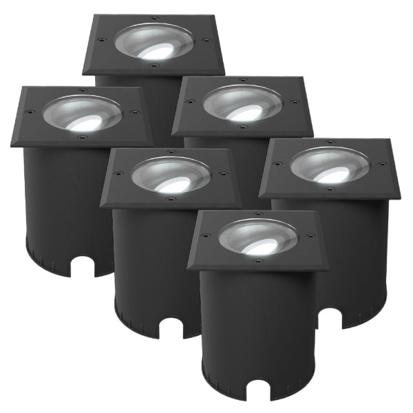 Hoftronic set van 6 cody led grondspots zwart gu10 6