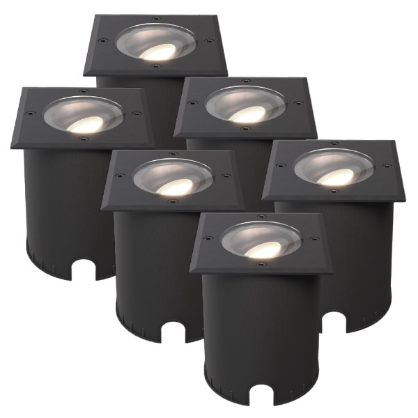 Hoftronic set van 6 cody led grondspots zwart gu10