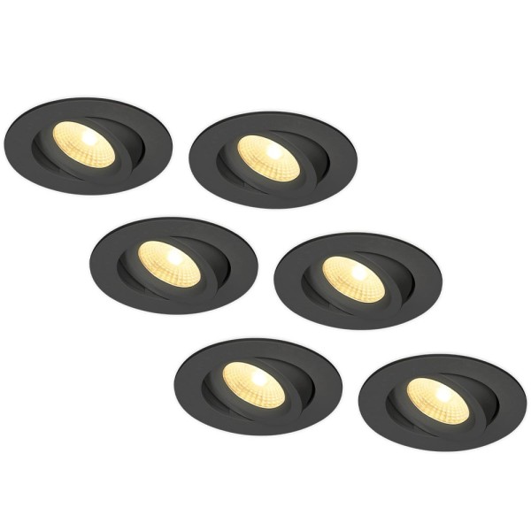 Hoftronic set van 6 led inbouwspots salerno zwart