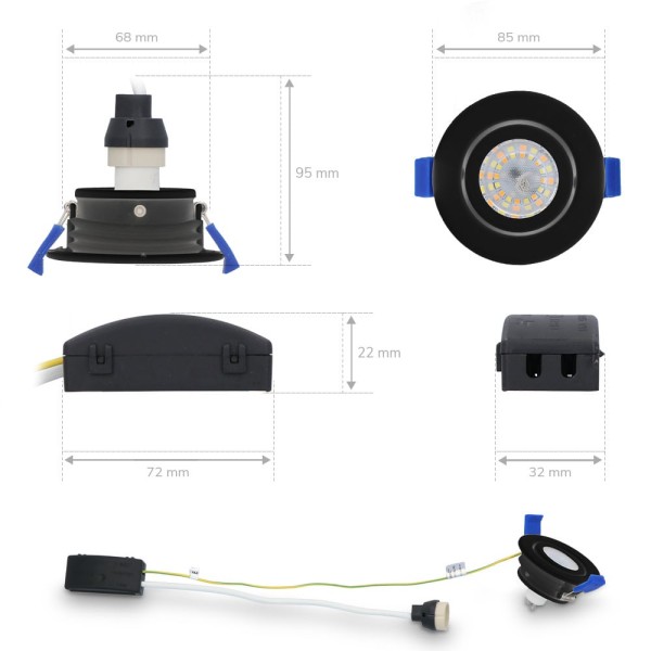 Hoftronic set van 6 peru led inbouwspots kantelbaa 7