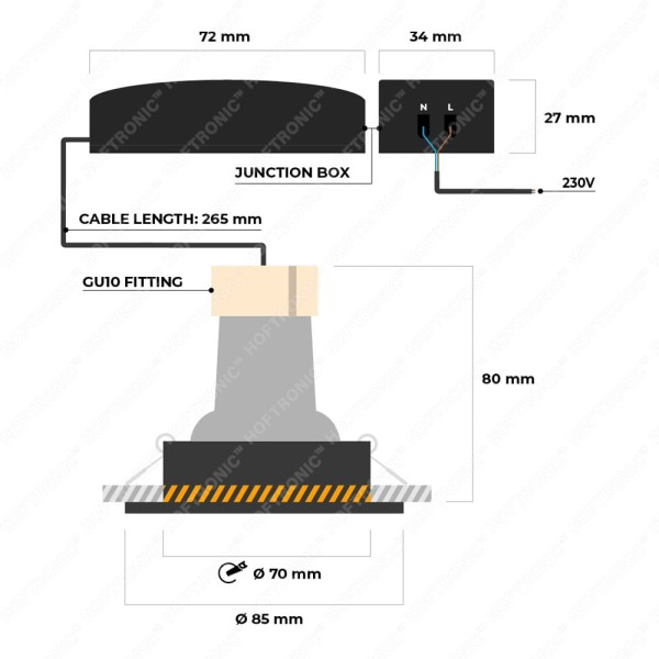 Hoftronic set van 6 pisa led inbouwspots spot arma 12