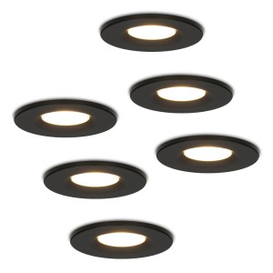 Hoftronic Set van 6 stuks Dimbare LED inbouwspot zwart Venezia 6 Watt 2700K IP65