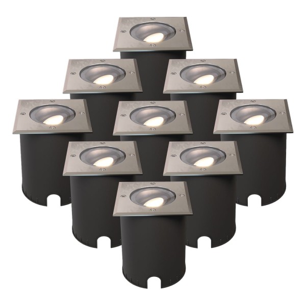 Hoftronic set van 9 cody led grondspots rvs gu10 4 12