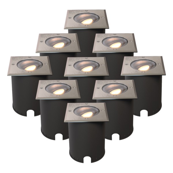 Hoftronic set van 9 cody led grondspots rvs gu10 4 6