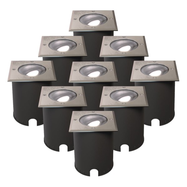 Hoftronic set van 9 cody led grondspots rvs gu10 4