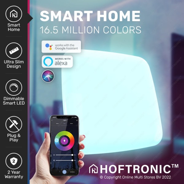 Hoftronic smart led plafondlamp rgbww wifi en blue 30