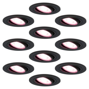 HOFTRONIC SMART Set van 10 stuks smart WiFi LED inbouwspots zwart Miro RGBWW kantelbaar IP20