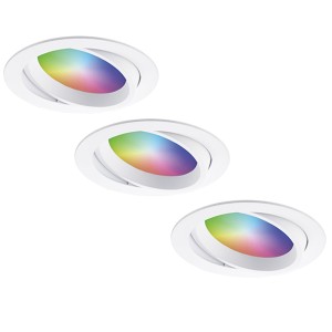 Homeylux Set van 3 Luna Smart inbouwspots – WiFi + Bluetooth – 12W 1050lm Superbright – RGBWW Dimbaar – Kantelbaar – Wit – IP44 Waterdicht – Google home , Alexa en Siri – Smart spotjes