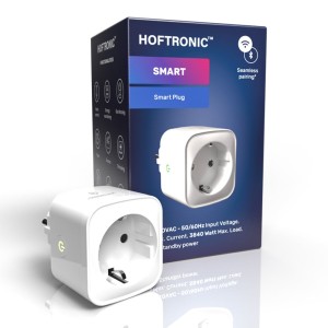 HOFTRONIC SMART Slimme stekker – WiFi & Bluetooth – met tijdschakelaar – Compatibel met Amazon Alexa & Google Home – Wit – 16a smart plug – Incl. Energiemeter