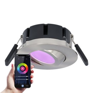 HOFTRONIC SMART Smart LED inbouwspot Napels RVS 8 Watt RGBWW IP65 kantelbaar WiFi + Bluetooth