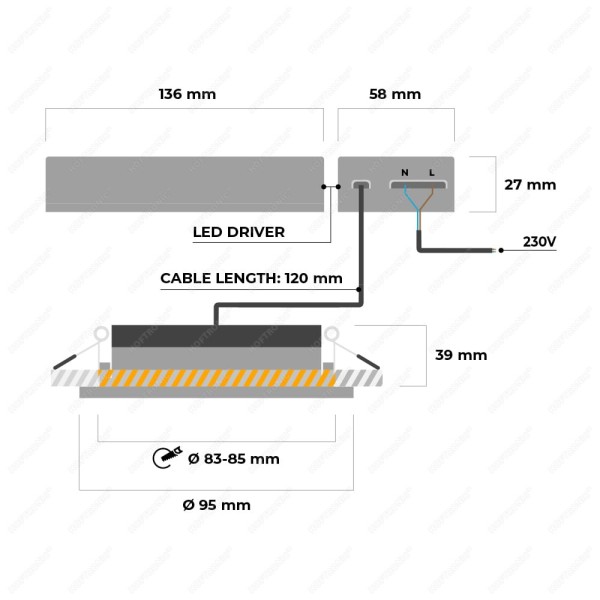 Hoftronic smart smart led inbouwspot napels rvs 8 8