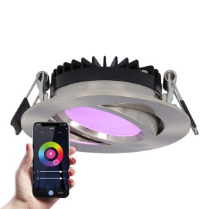 HOFTRONIC SMART Smart LED inbouwspot Rome – RVS – 6 Watt – WiFi & Bluetooth – RGBWW – IP44 – Dimbaar via app – Kantelbaar