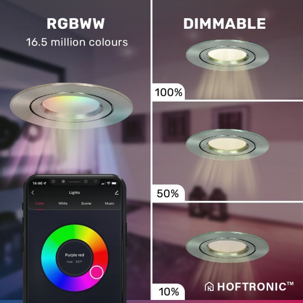 Hoftronic smart smart led inbouwspot rome rvs 6 wa 4