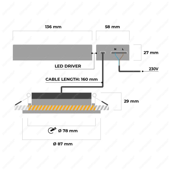 Hoftronic smart smart led inbouwspot rome zwart 6 8