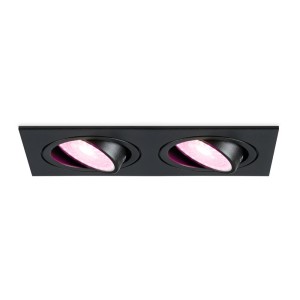 HOFTRONIC SMART Smart Mallorca dubbele LED inbouwspot vierkant – Kantelbaar – RGBWW – GU10 – 5.5 Watt – Rechthoekig – GU10 verwisselbare lichtbron – Plafondspot voor binnen – Zwart