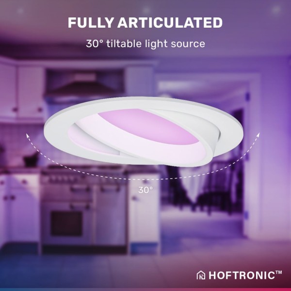 Hoftronic smart smart wifi led inbouwspot luna rgb 6