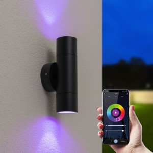 HOFTRONIC Smart WiFi+BLE – Dax LED wandlamp – Tweezijdig Up & Down – Alle kleuren – incl. 2x GU10 spots – IP65 voor binnen- en buitengebruik – Zwart