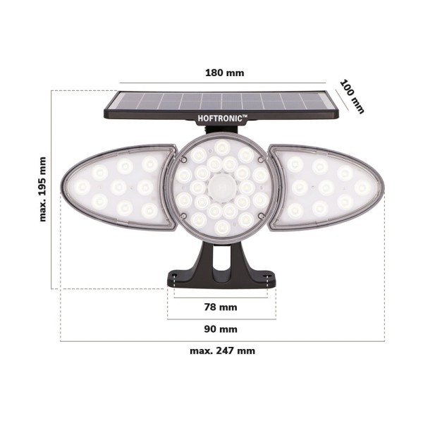 Hoftronic solar led wandlamp fulco 3000k warm wit 8