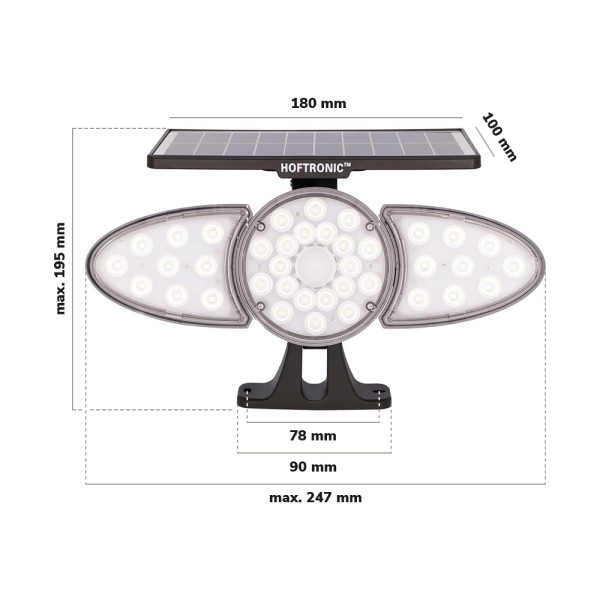 Hoftronic solar led wandlamp fulco 6000k daglicht 8