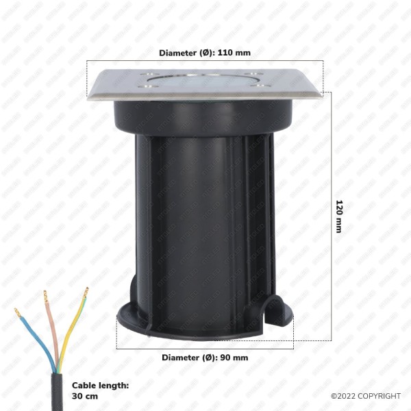 V tac 3x smart led grondspot vierkant rvs rgbww 5 7