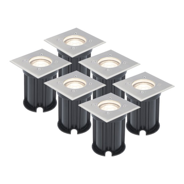 V tac 6x dimbare led grondspot vierkant rvs 4000k