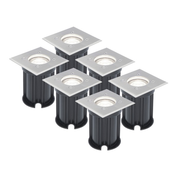 V tac 6x dimbare led grondspot vierkant rvs 6000k