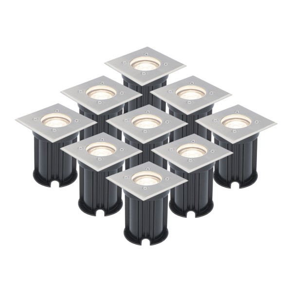 V tac 9x dimbare led grondspot vierkant rvs 4000k