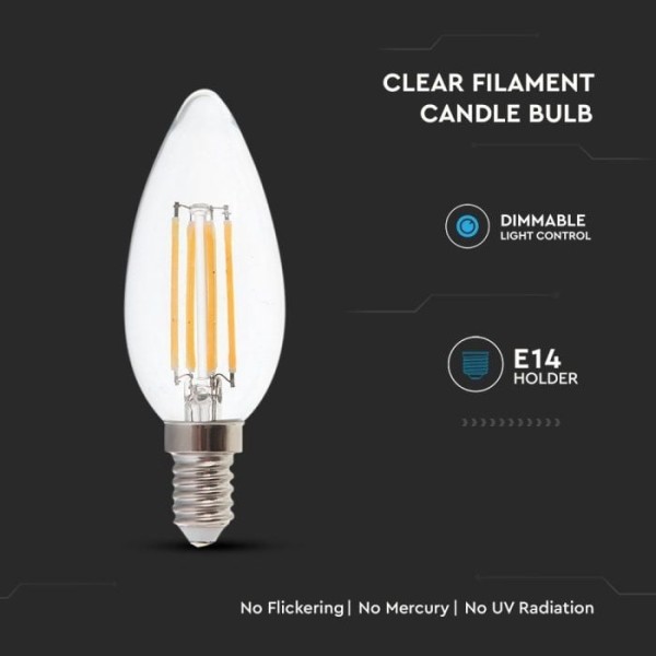 V tac e14 led dimbare filament lamp 4 watt 400 lum 2