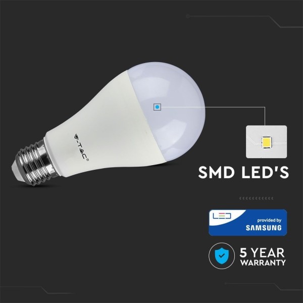 V tac e27 led lamp 12 watt 3000k a65 samsung verva 3